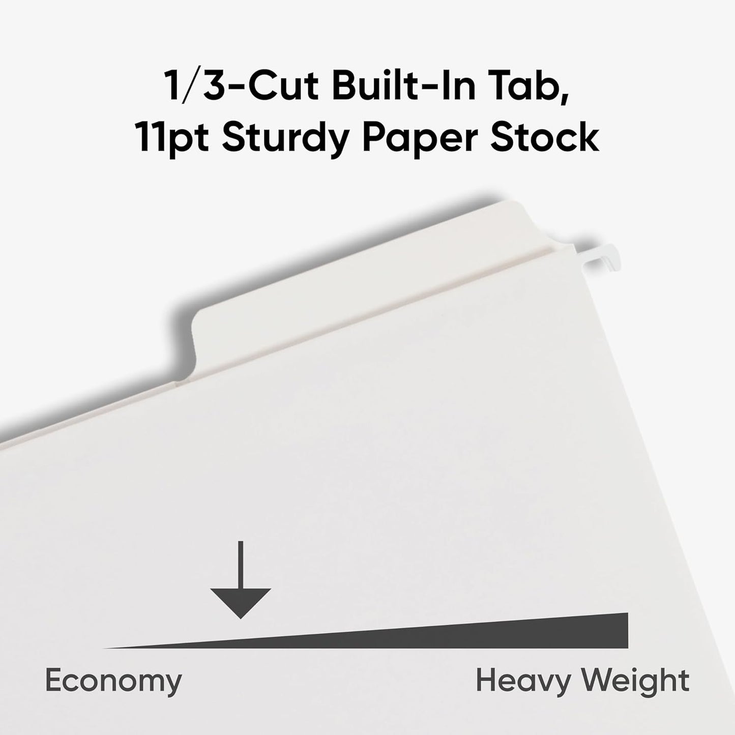 Smead FasTab Hanging File Folder, 1/3-Cut Built-in Tab, Letter Size, White, 20 per Box (64002)