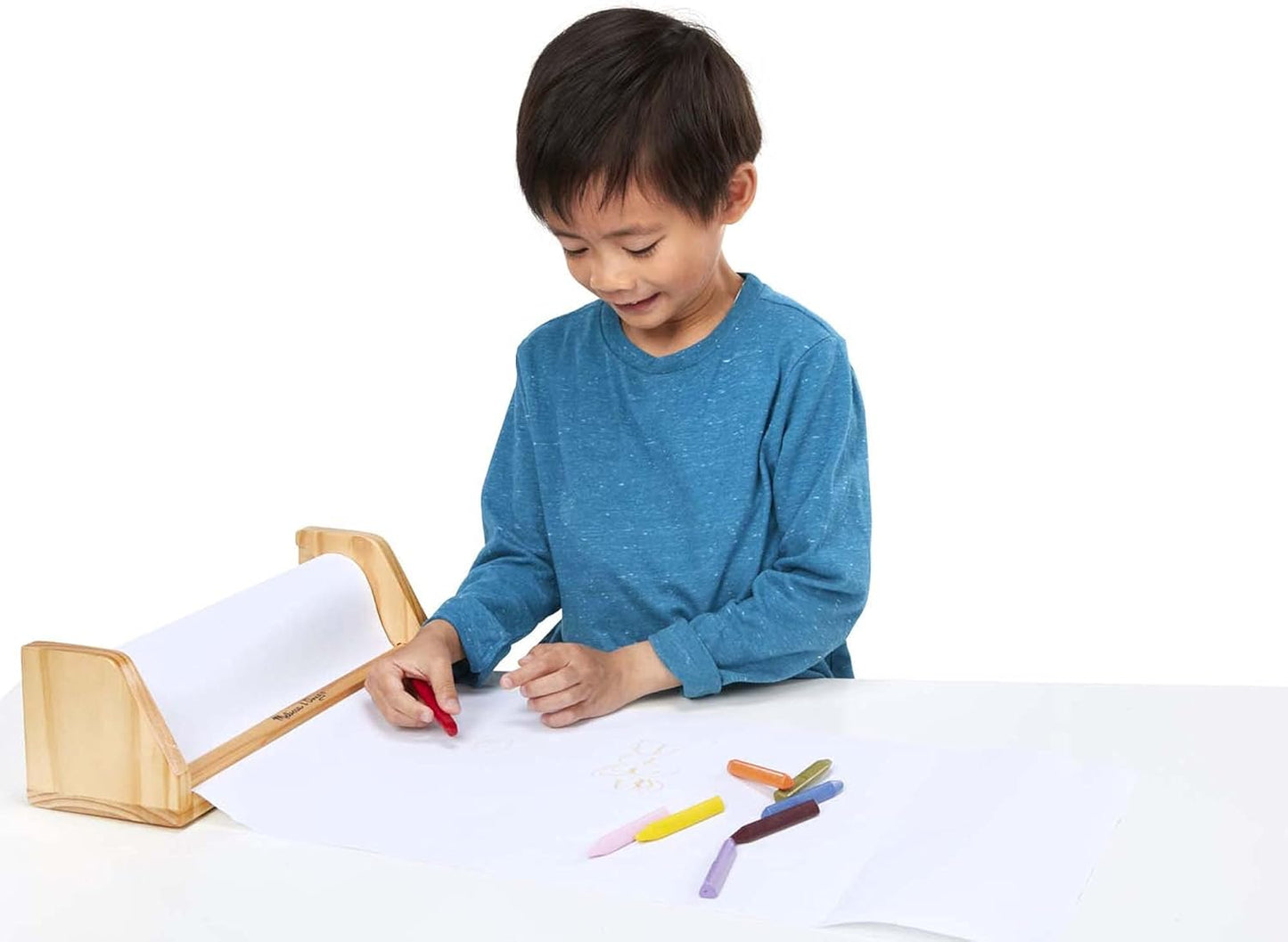 Melissa & Doug Wooden Tabletop Paper Roll Dispenser with 12” x 75-Foot White Bond Paper & Roller, Art Supplies for Drawing, Painting, Crafting & Origami, Arts & Crafts Supplies for Kids Ages 3+
