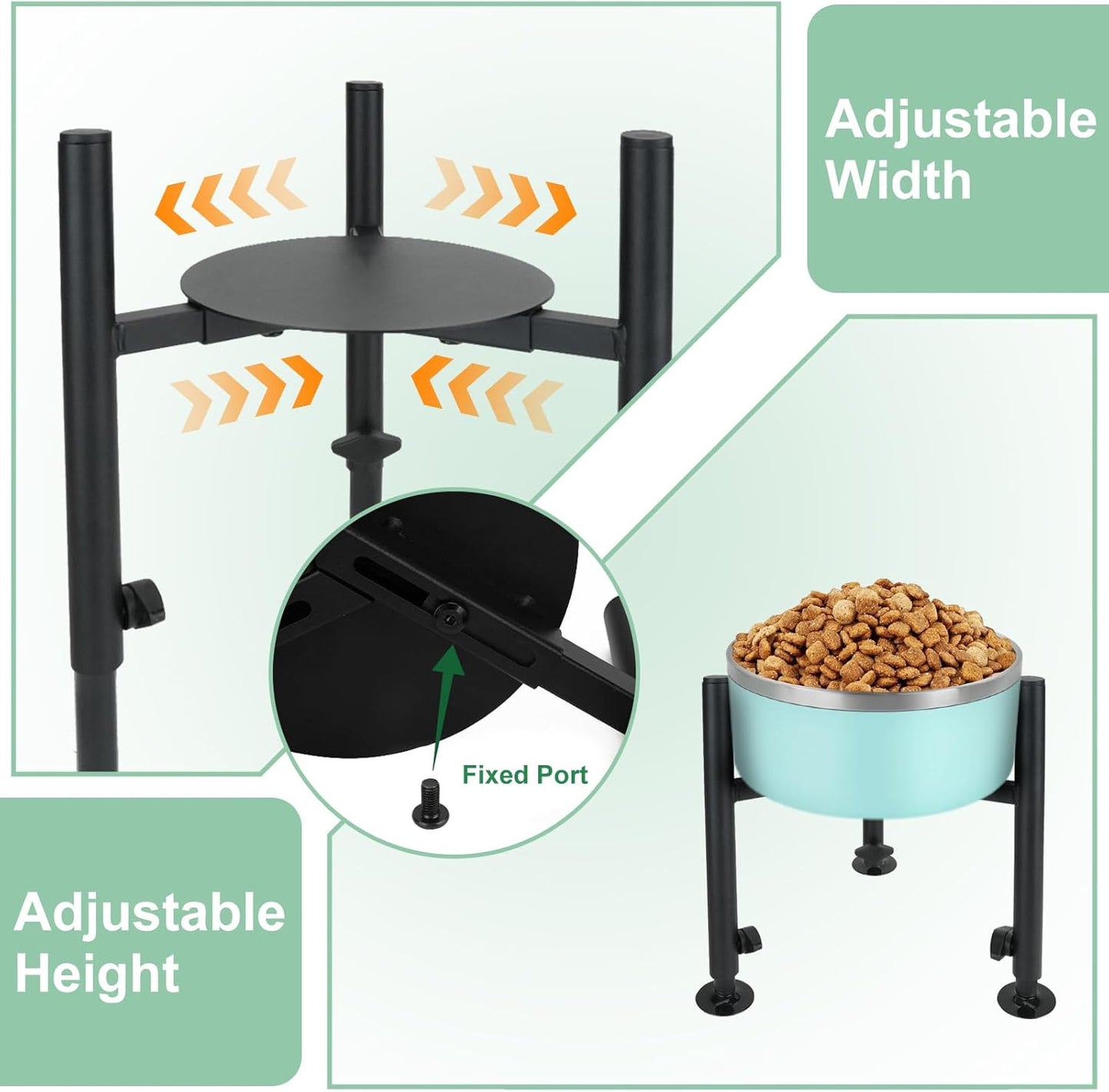 Elevated Dog Bowl Stand, 4 Height Adjustable Raised Dogs Bowls Stand Wide 6-10in, Dog Food Water Feeder Metal Pet Feeding Holder for Medium Large Breeds