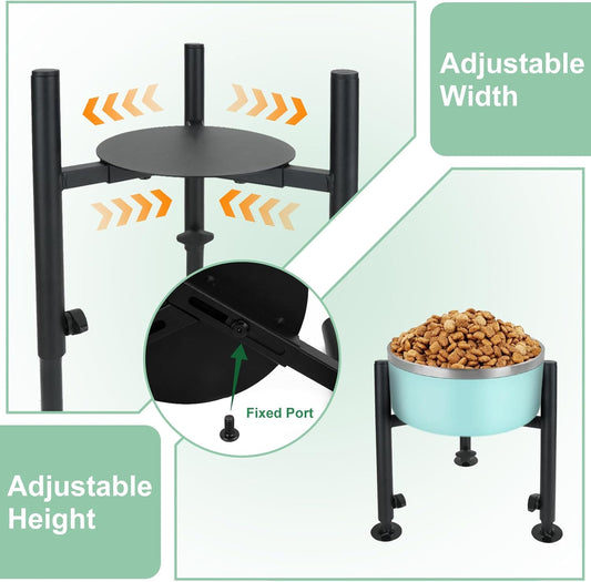Elevated Dog Bowl Stand, 4 Height Adjustable Raised Dogs Bowls Stand Wide 6-10in, Dog Food Water Feeder Metal Pet Feeding Holder for Medium Large Breeds