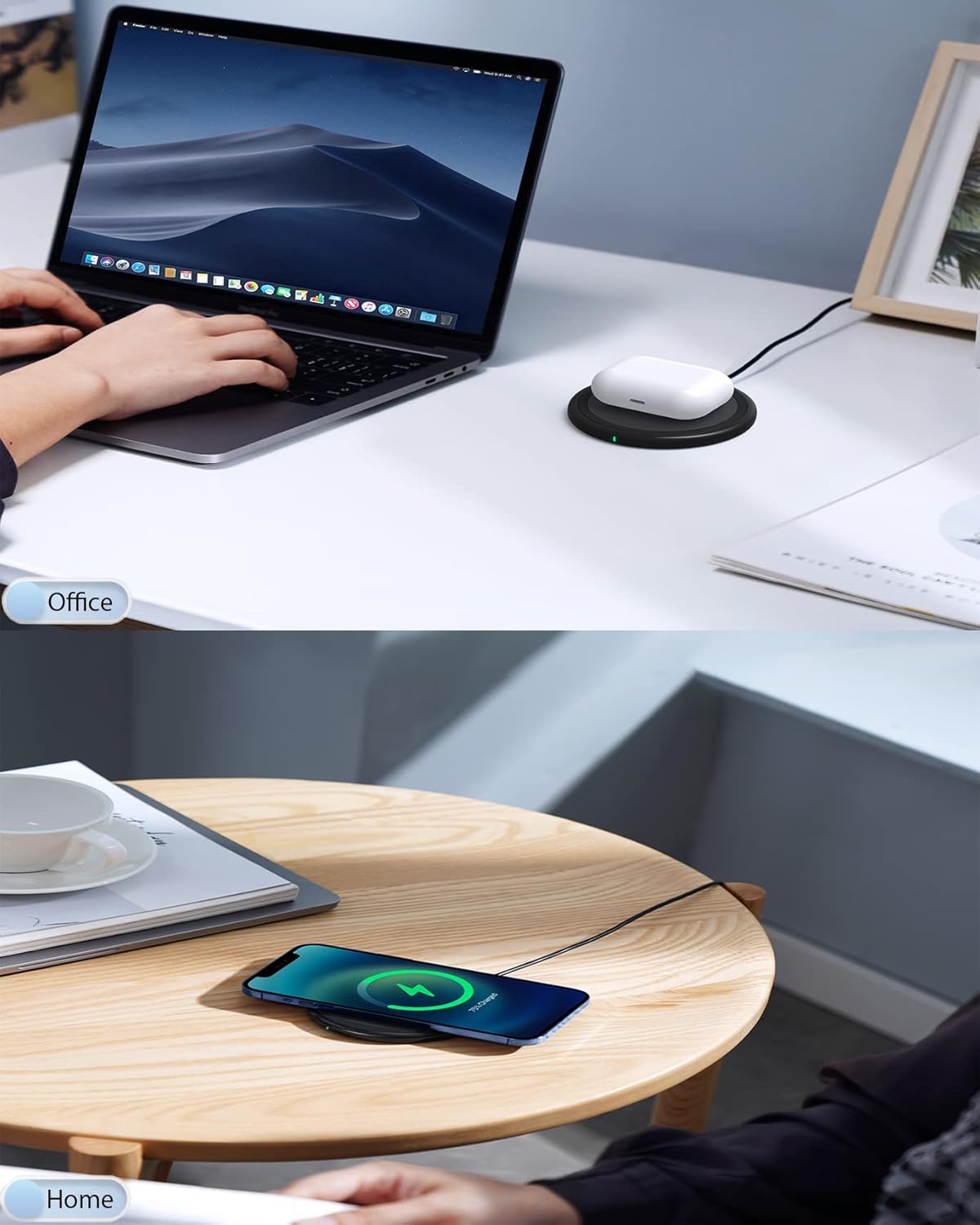 Wireless Charger, 15W Max Fast Wireless Charging Pad 2-Pack Compatible with iPhone 17/17 Air/17 Pro/17 Pro Max/16/15/14/13/12/Samsung S24/S24Ultra/S23Ultra/S22/S21,AirPods Pro2