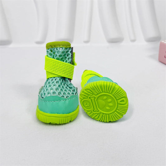 Anti Slip Dog Shoes Paw Protectors for Hardwood Floors,Breathable Puppy Boots with Adjustable Straps for Hot Pavement Beach_3#(Green)
