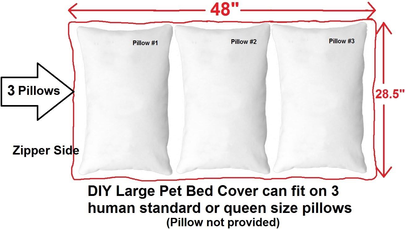 Dogbed4less Do It Yourself DIY Pet Bed Pillow Duvet Suede Cover + Waterproof Internal case for Dog/Cat at Large 48"X29" Gray Color - Covers only