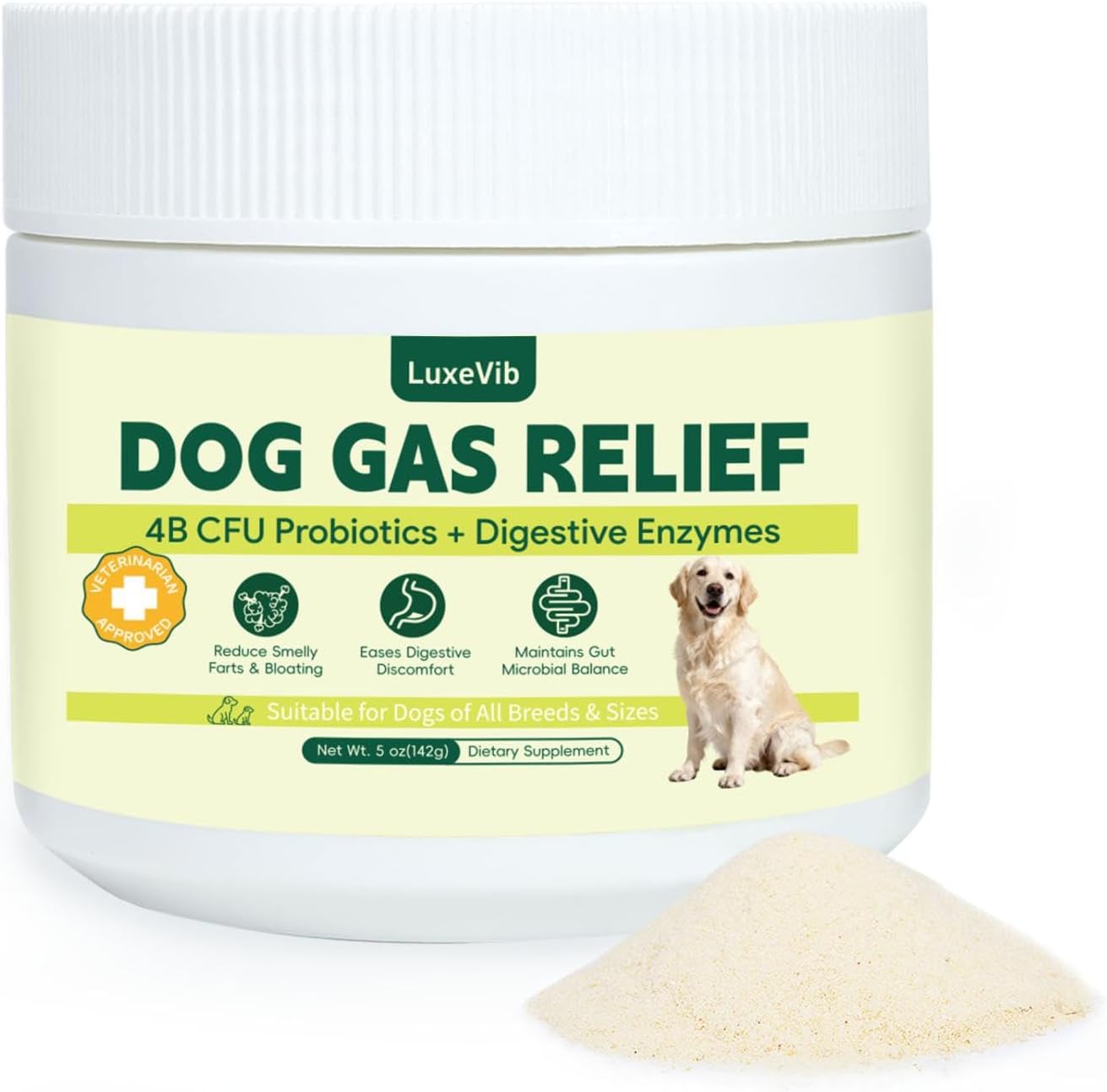 Dog Gas Relief, Relief Smelly Farts with 4B CFU Pediococcus Acidilactici Probiotics, Digestive Enzymes, Dog Fart Remedy to Help Gas & Bloating, Dogs Farts Relief, Dogs Gut Health Digestive Support