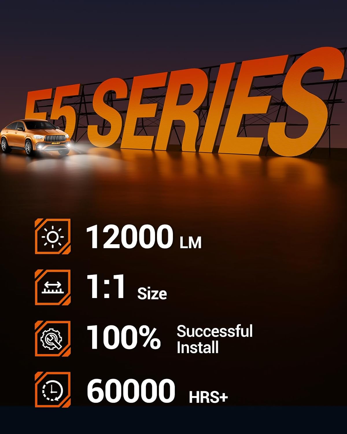 SEALIGHT H11 H16 H8 LED Fog Light Bulbs, 12,000 lumens 6500K White H16 H8 LED Fog Lights or Daytime Running Lamp, Interior Lighting, Pack of 2