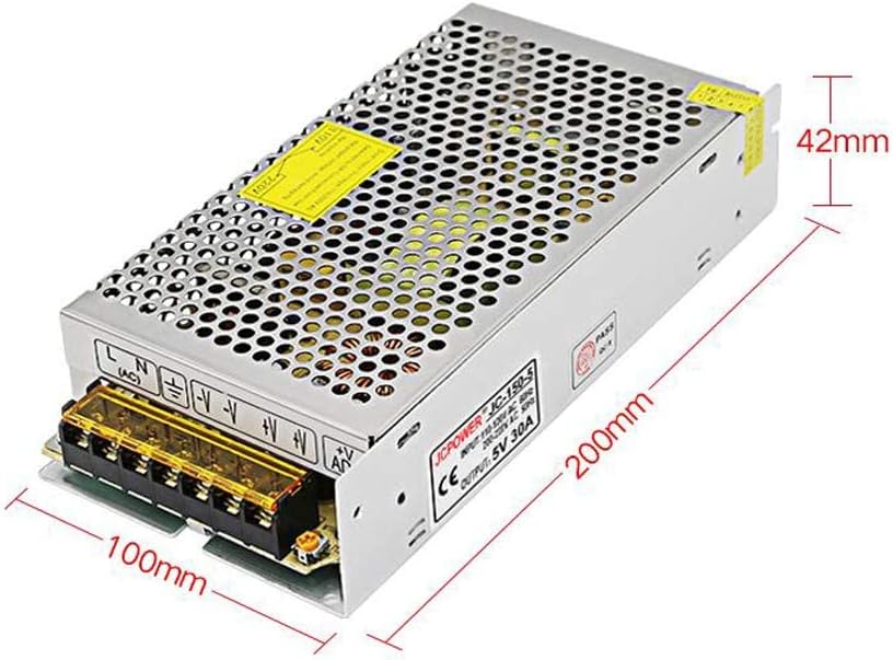 5V 30A Power Supply,150W Universal Regulated Switching Power Converter Adapter Transformer for LED Strip Light,Probe Signal Lamp,CCTV, Radio, Computer Project