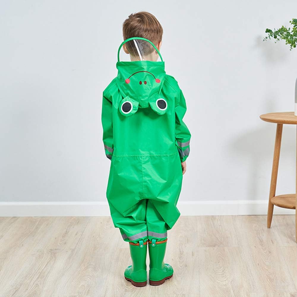 SSAWcasa Toddler Rain Suit, Kids Muddy Play Buddies One Piece Hoodie Rain Jacket Coat Poncho Gear Coverall Baby Girl Boy