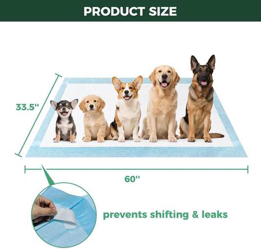 FXW XXL Puppy Pee Pads for Dogs 60x33.5 inch 20 Count, 5 Layer Super Absorbent & Leak Proof-Thickened Disposable Potty Training Pad, Fits 32" H 6/8 Panel FXW Playpen-Blue (Playpen not Included)