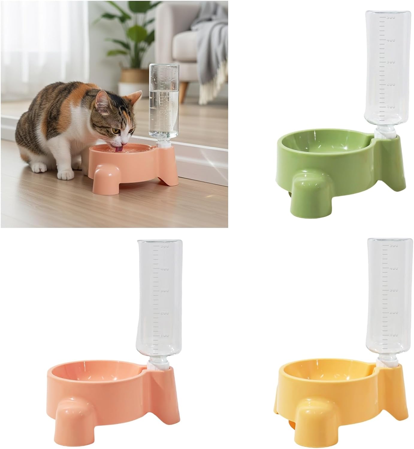 Dog Feeding Station Leak Water Fountains Detachable Bottle Anti Slip Base Design Bowl with and Food Detachable Food and Bowl