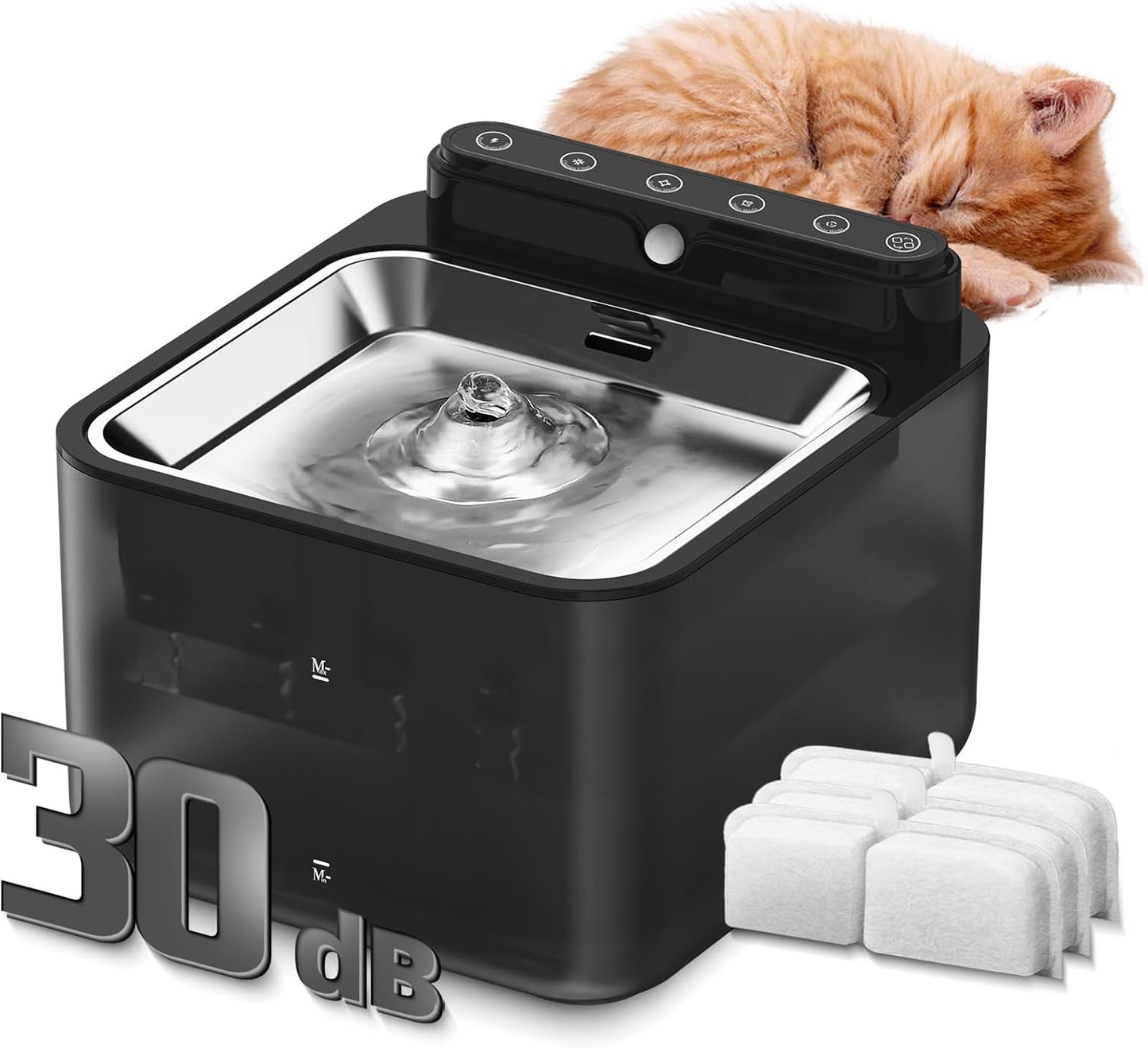 Wireless Cat Water Fountain Battery Operated,Water Fountains for Cats Indoor,108oz/3.2L Motion Sensor Pet Water Fountain,BPA-Free, 3 Filters