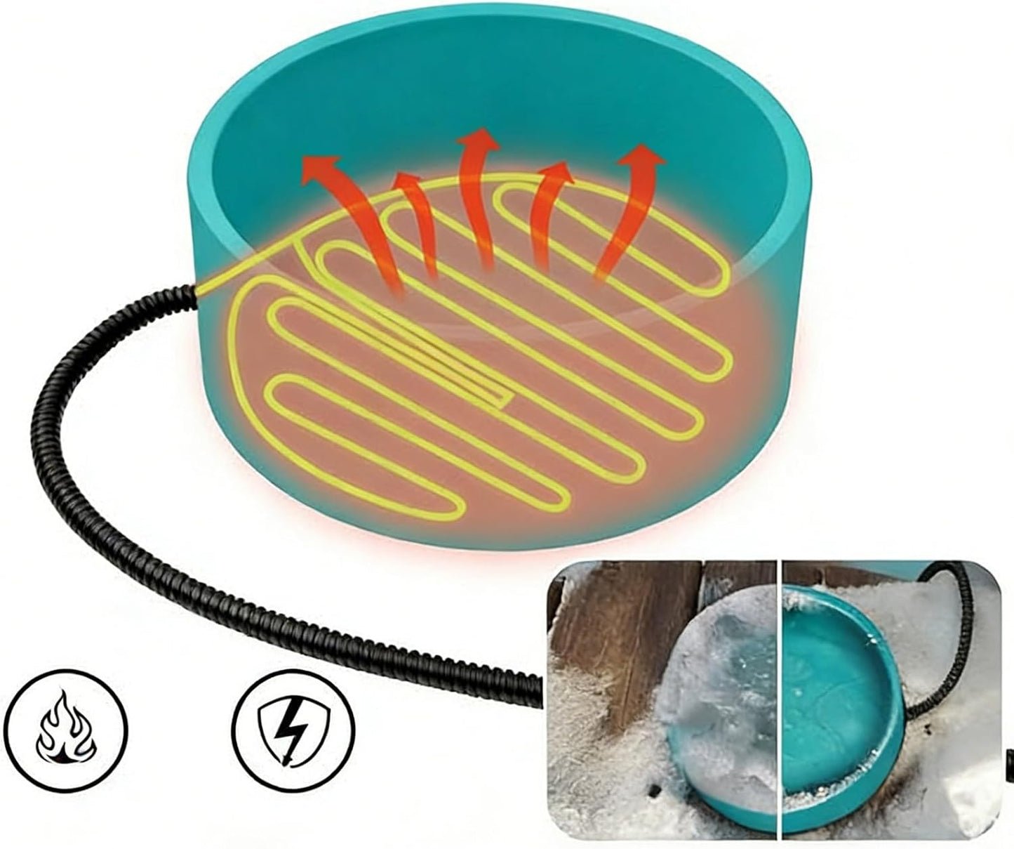 Automatic Pet Waterer, Heated Drinking Bowl, 3.2L Non-Slip Winter Feeder for Puppies Cats, Sturdy Shock-Resistant Design, Indoor Outdoor Pet Supplies, Easy Hydration for Small Medium Large Pets