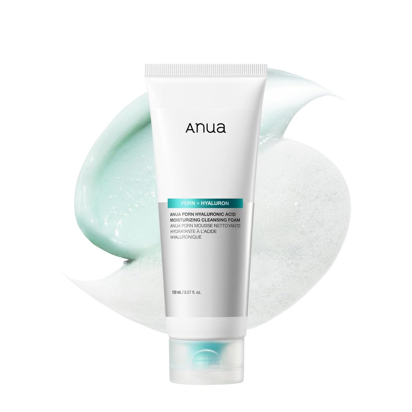 ANUA PDRN Hyaluronic Acid Moisturizing Cleansing Foam, Hydrating Facial Cleanser for Dry Skin, Daily Gentle Face Wash with Salmon DNA, Balancing & Pore Care, Korean Skincare (5.07 fl oz)