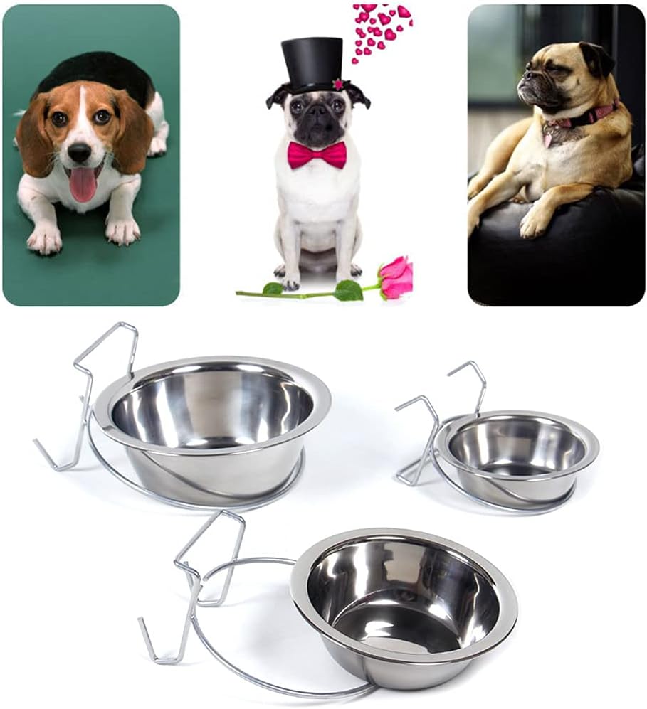 Hanging Pet Bowl Cup Cup with Wire Hook for Dogs Cats Bird Animals in Crate Cage Easy-to-Remove