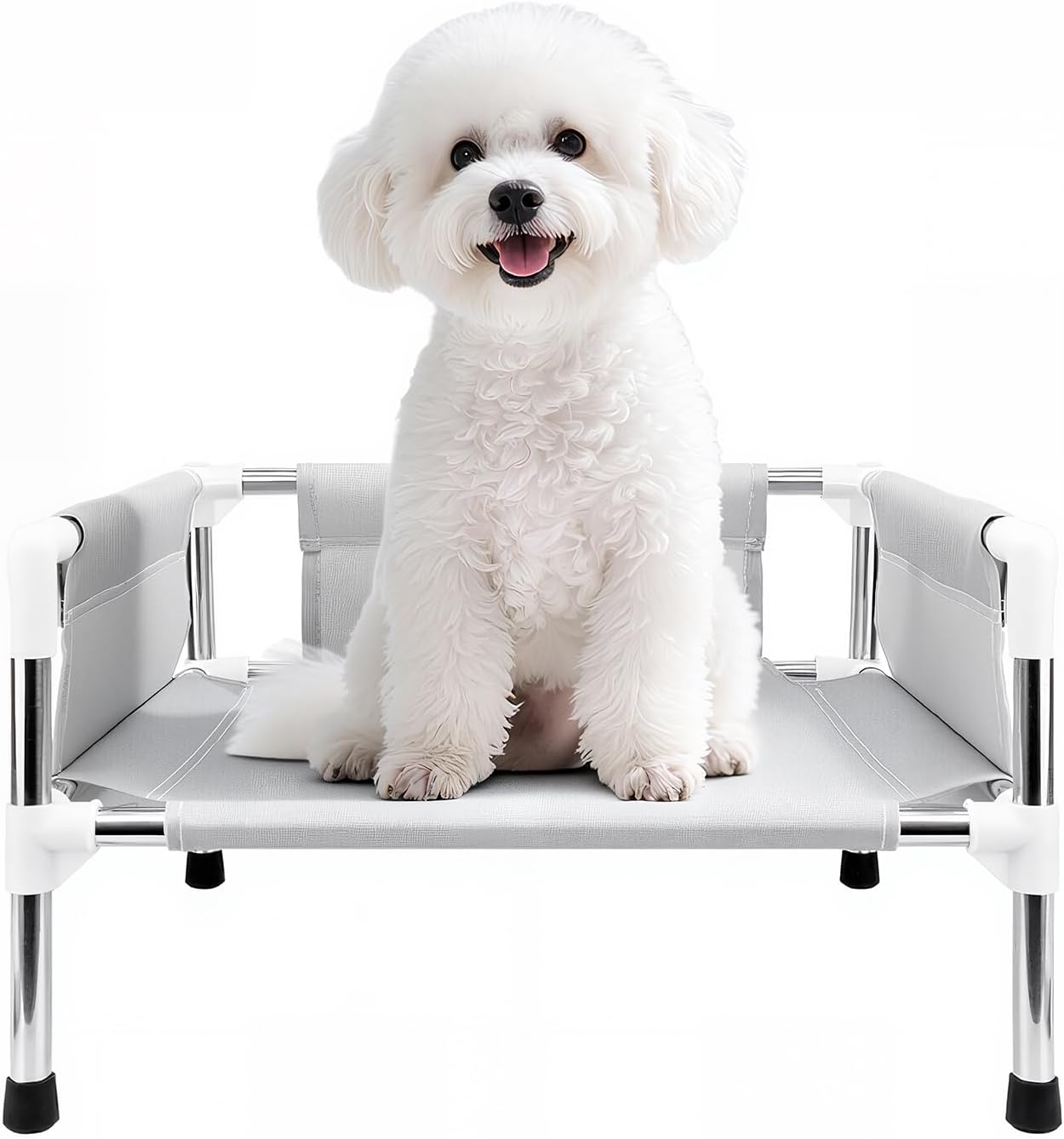 Makerfire Elevated Dog Bed, Raised Dog Sofa Bed for Small Dogs, Detachable Cooling Indoor/Outdoor Pet Cot with Non-Slip Feet, Polyester Cotton (19.5 “L x 19.5 ”W x 11.6 "H)