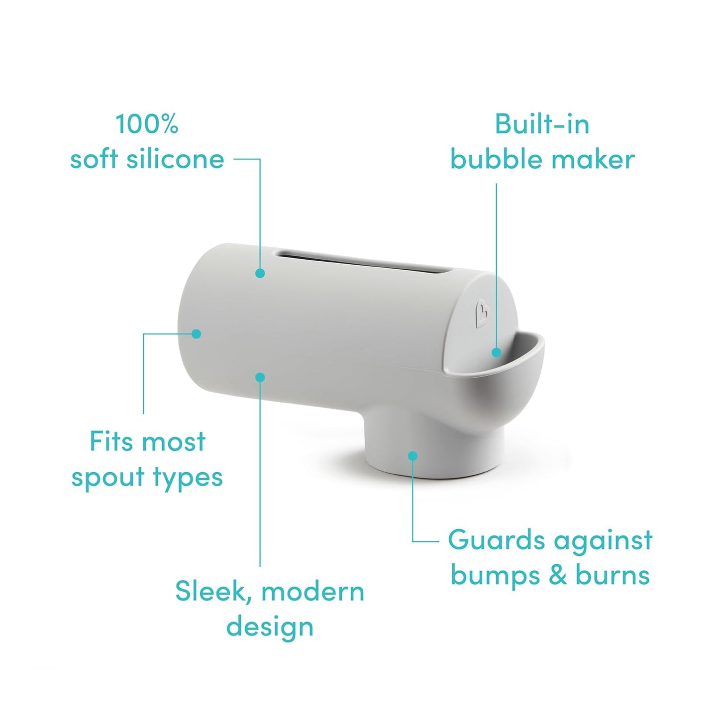 Munchkin® Soft Spot™ Bath Spout Cover for Baby, Bathtub Guard with Built-in Bubble Bath Dispenser, Silicone, Grey