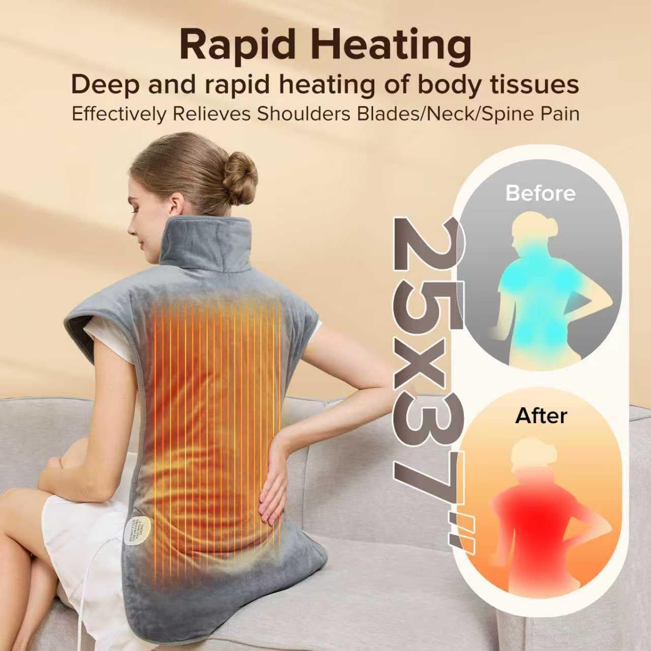 Electric Weighted Heating Pad for Neck Back Shoulder Pain Relief, Birthday Gifts for Women Men Mom Dad Elderly, 25"x37" Large Full Body Heating Pad for Menstrual Cramps - 5 Heat Levels/Auto Shut-Off