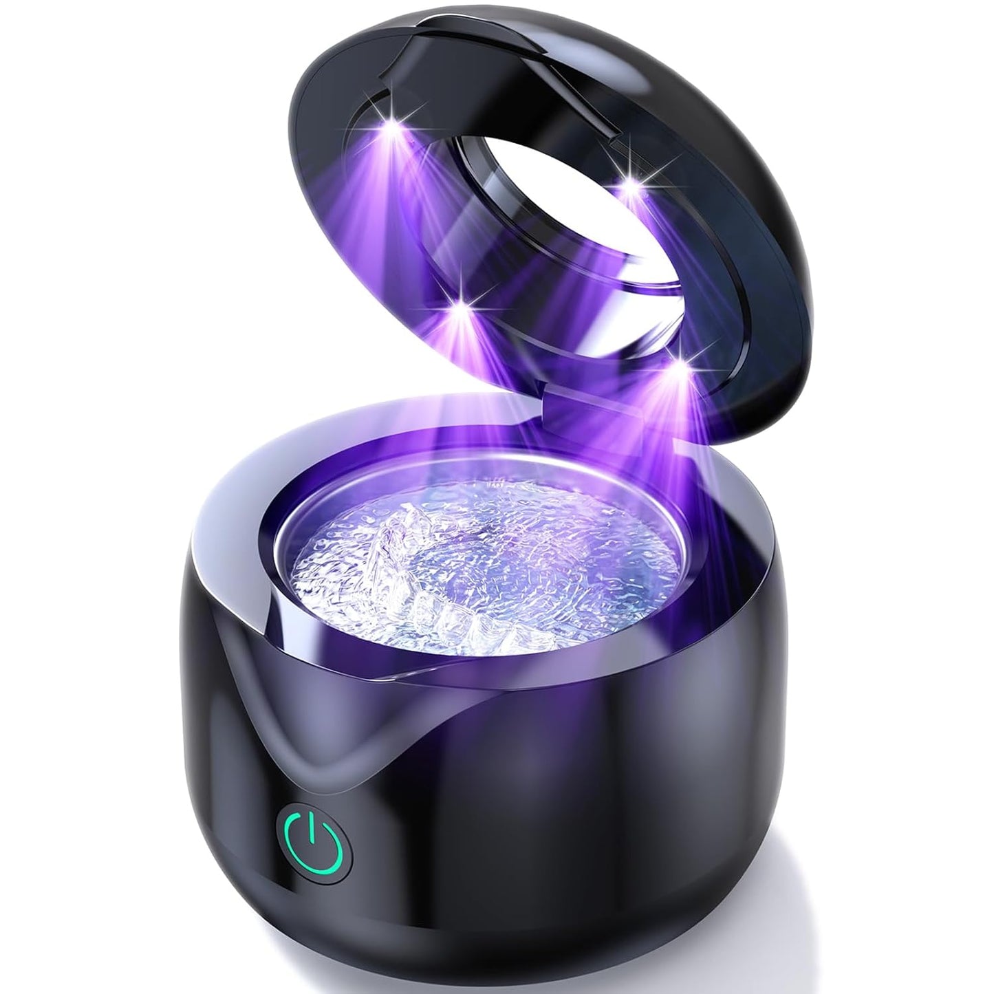Ultrasonic Retainer Cleaner - UV Dental Cleaning Pod Night Guard Cleaner for Dentures, Aligner, Braces, Toothbrush Heads, Jewelry (Black)