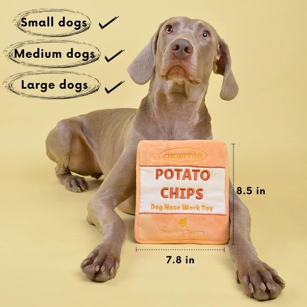 CHEWFFON Dog Enrichment Puzzle Toys, Interactive Snuffle Crinkle Treat Toy for Boredom and Mental Stimulating, Nose Work Potato Chips Dog Toy for Small, Medium and Large Dogs