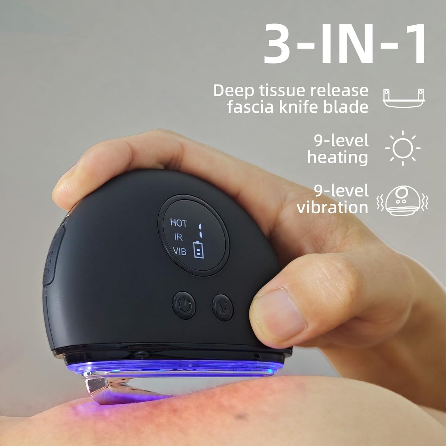 NHO Electric Fascia Knife, Heating and Vibration, Muscle Scraper Tool, Fascia Blaster, Fascia Tool Massage Tools for Deep Tissue, IASTM, Trigger Point Massage Tool, Gua Sha, Myofascial Release Tool