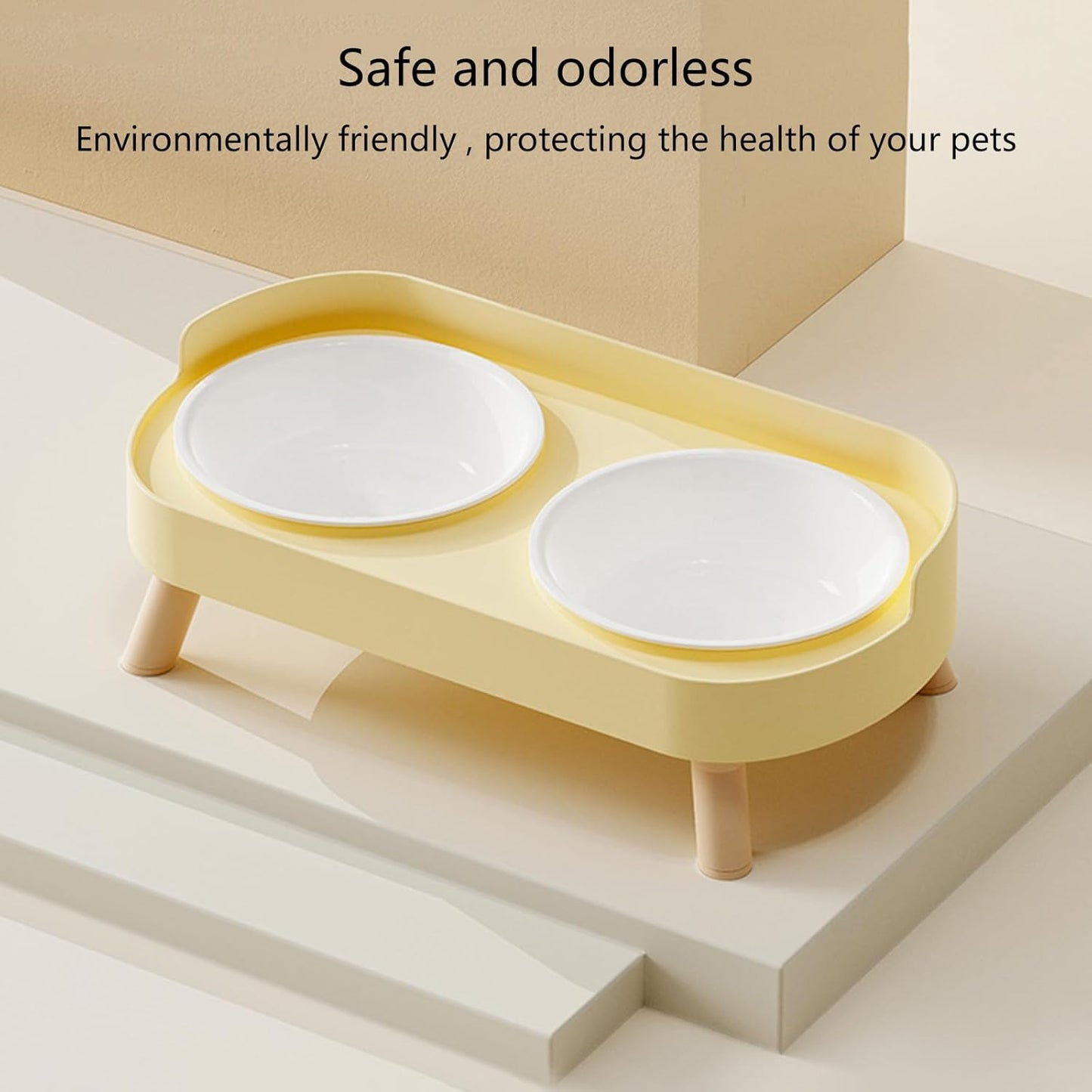 Double Bowl Elevated Pet Dining Station Splash Proof Design Ergonomic Height Cats Feeder Dish for Eating Habits Double Pet Bowl Stand