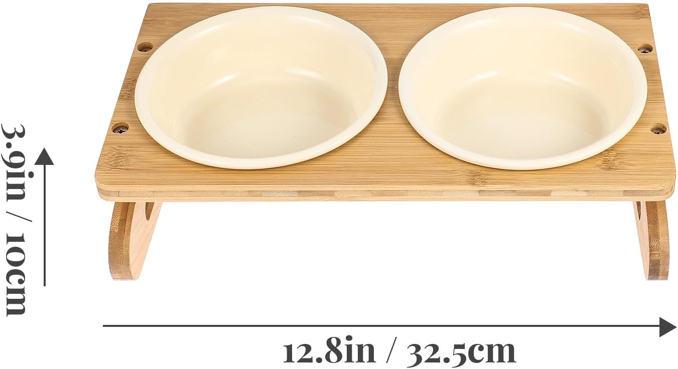 Milisten Ceramic Cat Bowls with Elevated Stand, 15cm Diameter 600ml Capacity, Anti-Slip Raised Pet Feeding Dish for Household Cats and Small Dogs