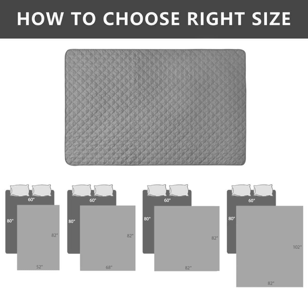 SPXTEX Dog Bed Cover Washable Pee Pads Dog Blankets for Puppy Large Dog Cat,Sofa Reversible Changing Pad Reusable 1 Piece（82"x102",Dark Grey+Grey）