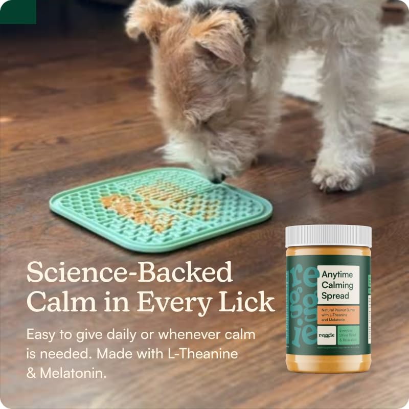 Reggie Calming Spread for Dogs, 100% Natural Peanut Butter with Melatonin & L-Theanine, Short-Term Dog Anxiety Relief, Made in USA 16oz