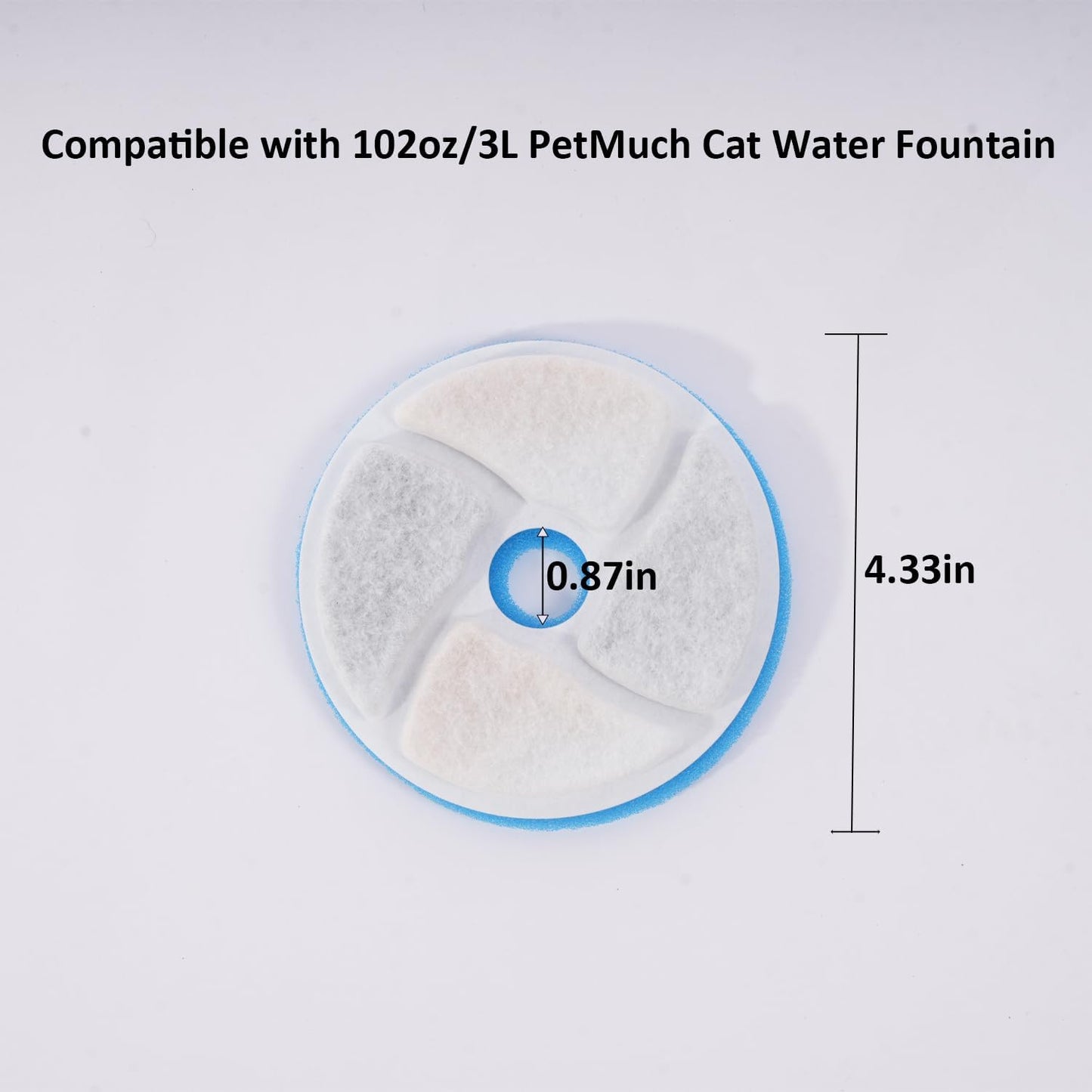 Cat Water Fountain Filters, 6Pack Replacement Filters & Pre-Filter Sponges Set for 102Oz 3L Automatic Pet Fountain Dog Water Dispenser