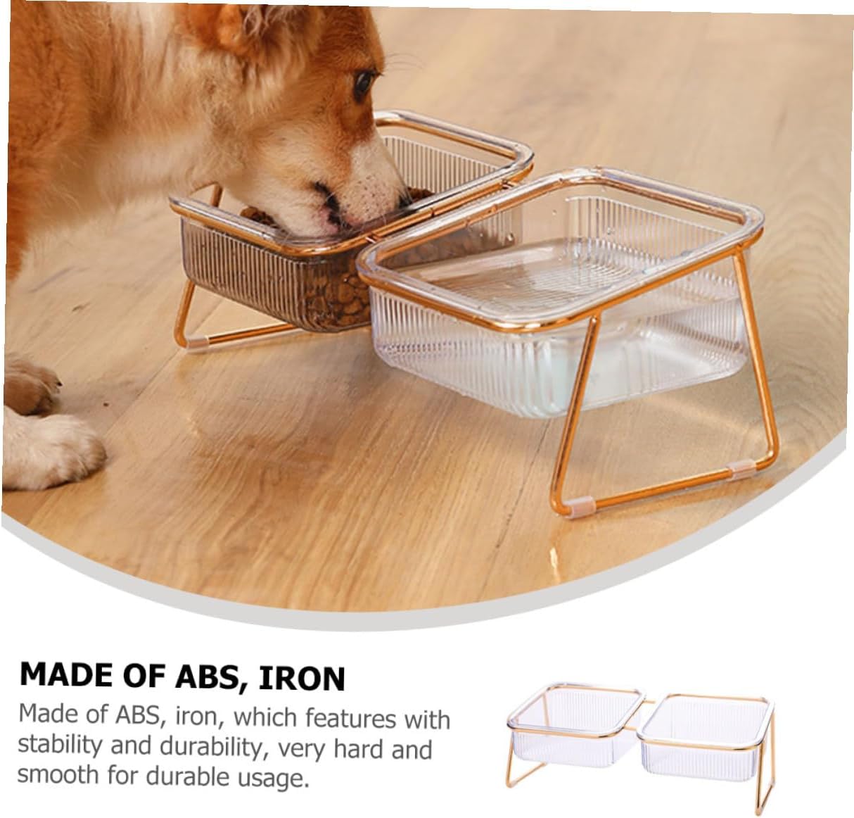 Milisten Raised Double Pet Bowls with Iron Stand, Elevated Cat Food and Water Feeding Bowls for Small Dogs and Cats, Convenient Whisker Relief Feeder for Indoor Pets