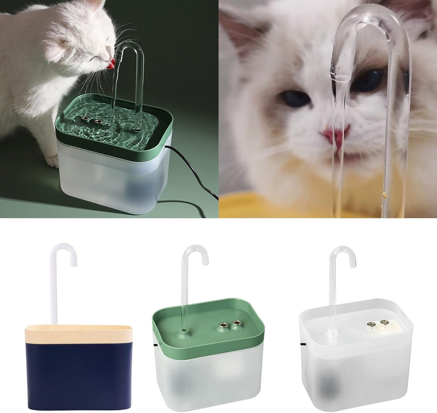 for Cat Water Fountain, for Cat Fountain Dog Water Dispenser 51oz Water Capacity Silent Quiet Automatic Drinking Water Bowl with Sponge Filter, T and GN