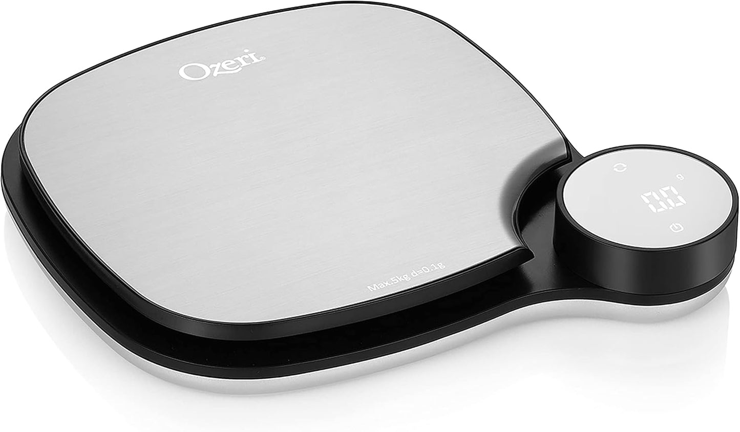 Ozeri Stainless Steel Kitchen Scale, 0.1 g (0.01 oz) Weighing Technology, Black