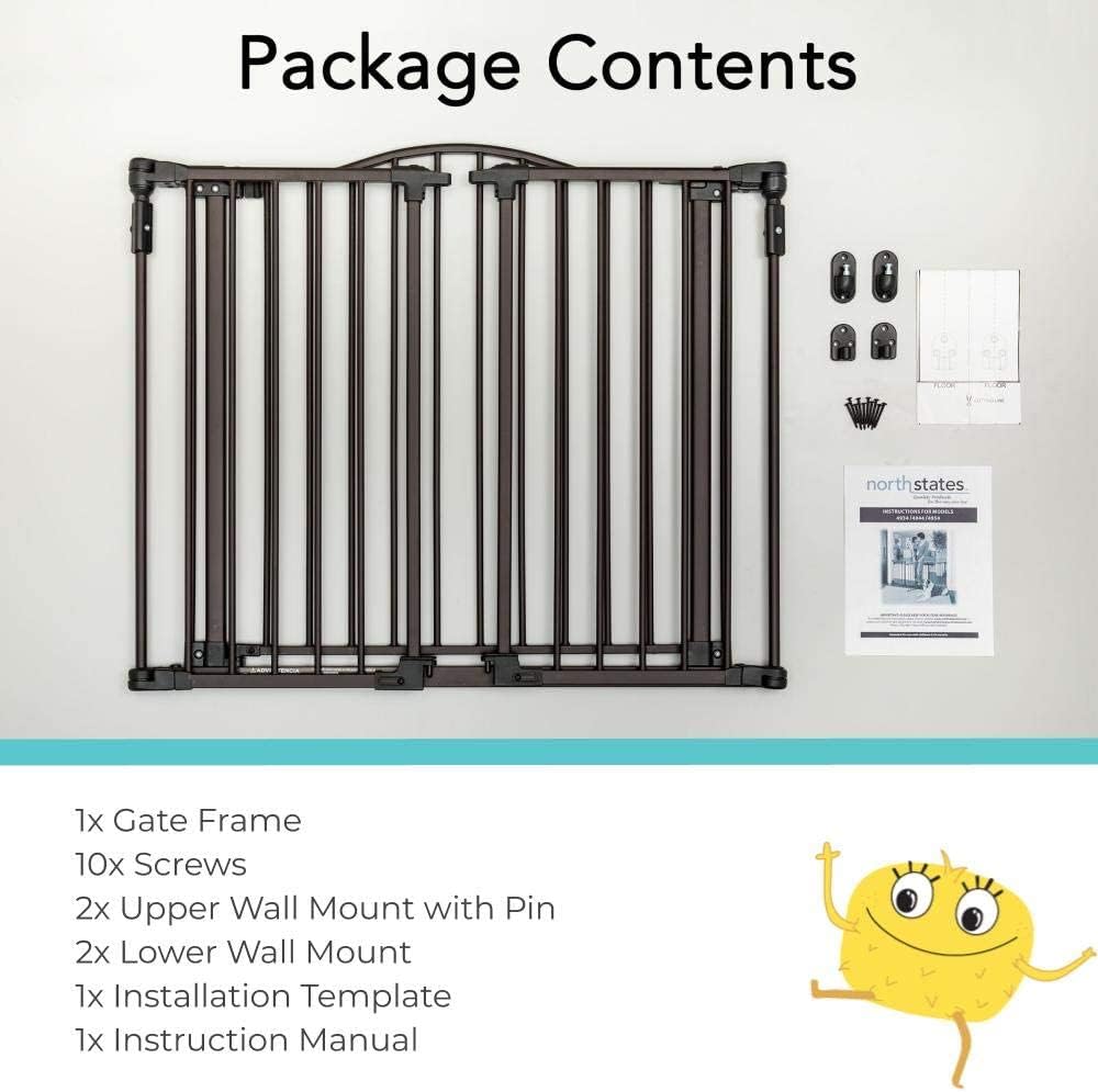 Toddleroo by North States - Deluxe Décor Safety Gate: Extra Wide - Adjustable 38.3 to 72 Inches W - 30 Inches T - Matte Bronze