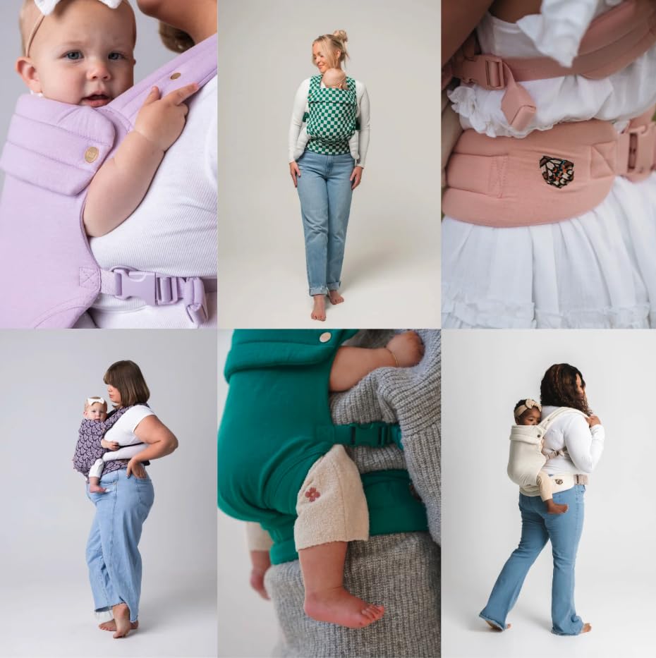 Mabē Monarch Ergonomic Baby Carrier – Premium Cotton Soft Structured Newborn to Toddler Carrier with Hip-Healthy Design, 3 Carry Positions (7-35lbs), Lightweight & Breathable, (Ebony Check)
