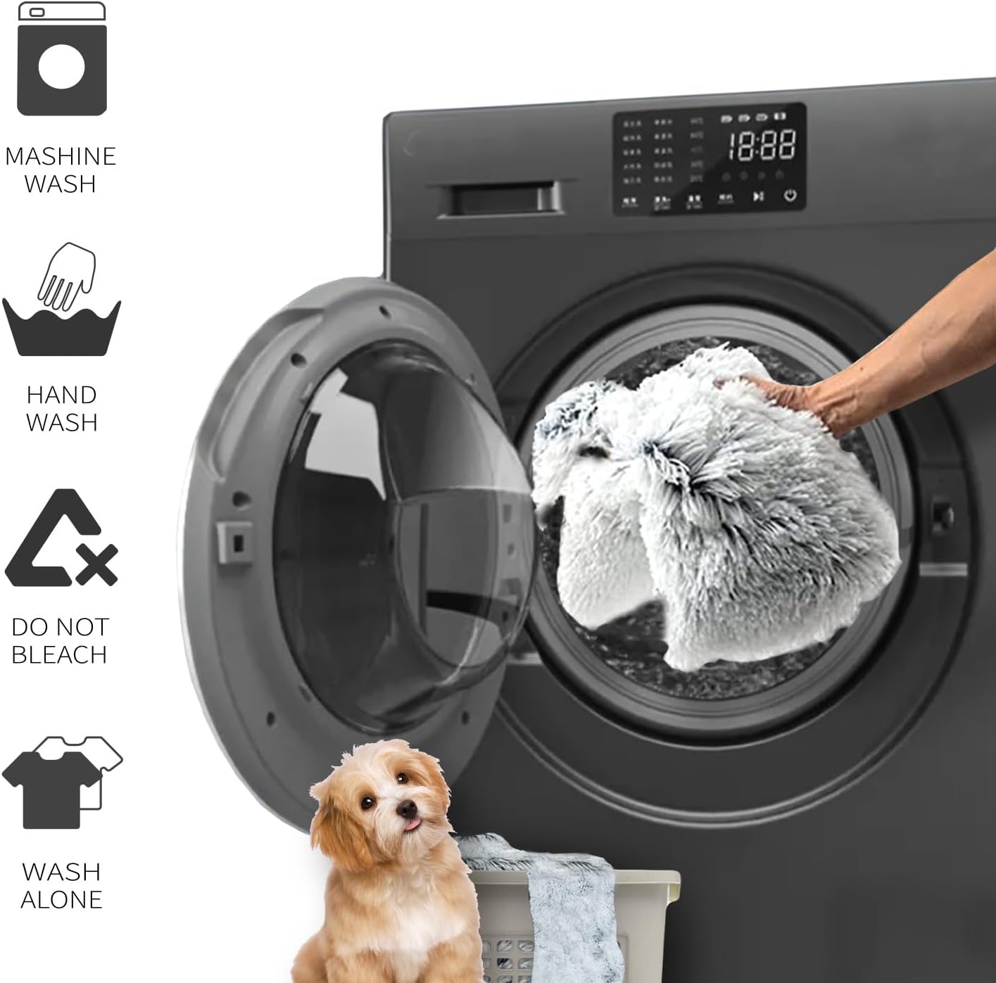 Dogs/Cats Bed Mats, Dog Pad Washable Removable Couch Cover with Anti-Slip Back, Plush Long Fur Mat, Perfect for Small, Medium and Large Dogs.(White-Bubble, 30"x70")