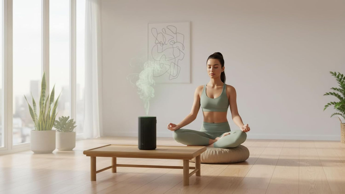 Waterless Essential Oil Diffuser Aromatherapy Scent Diffusers for Home Large Room, Bedroom, Car, Office, Desk, Battery Operated Mini Portable Air Freshener (Black)