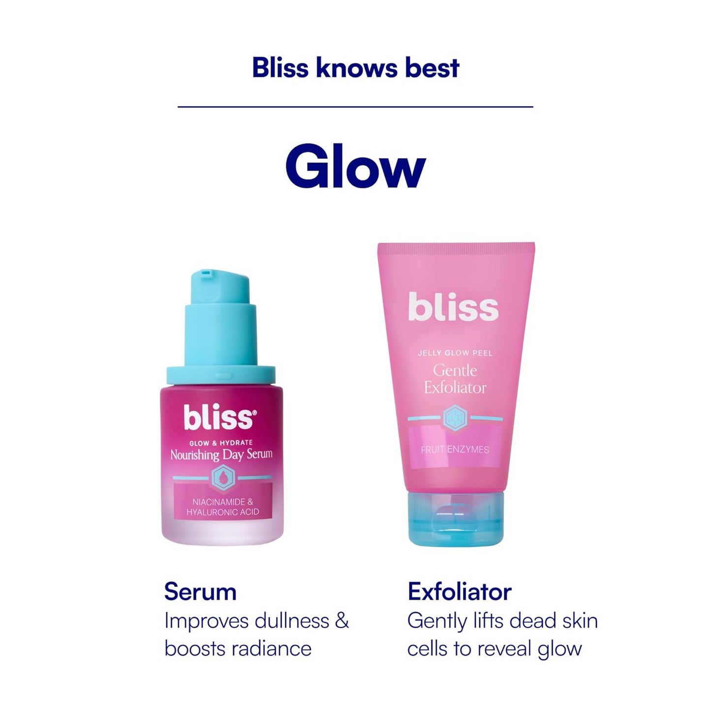 Bliss Glow & Hydrate Serum – Niacinamide + Hyaluronic Acid Face Serum with Vitamin E – Hydrating & Brightening Serum for Dull Skin, Pores & Uneven Tone – Lightweight Daily Skincare, 1 Fl Oz