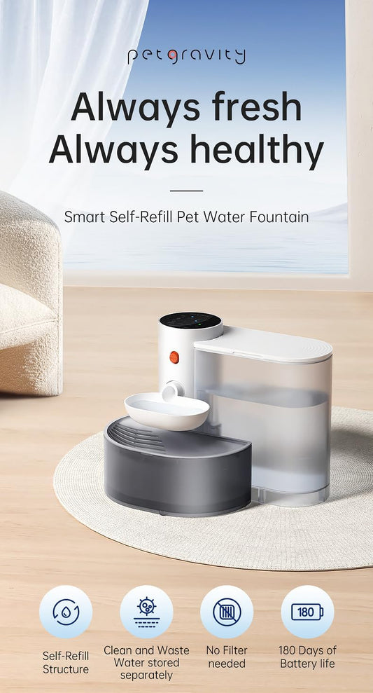 Smart Pet Water Fountain - Pet Attraction Automatic Tilt Dispenser, Universal for Dogs and Cats