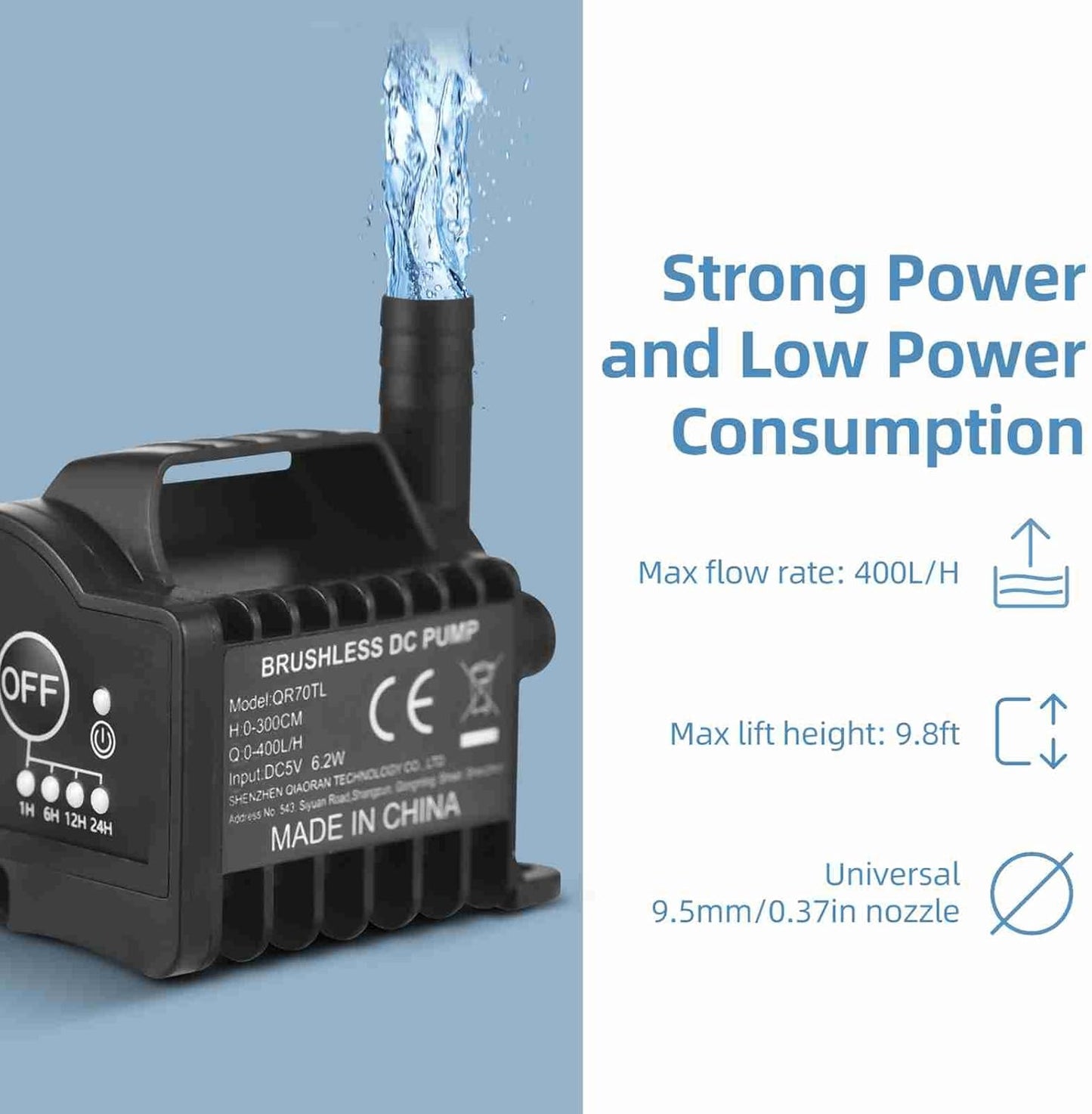 AUNMAS Smart Programmable Submersible Pump, Ultra Quiet 4 Gear Timer for Aquarium Fountain Pond Cooling System USB Powered Suction Cup Base Easy Setup