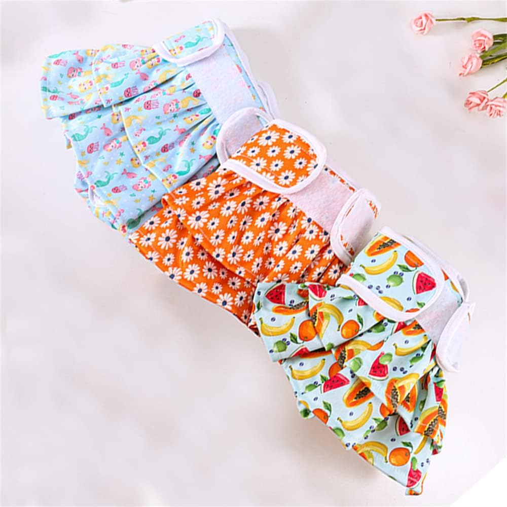 Dog Diapers 3 Pack Pet Diapers for Female Dogs Washable Dog Panties Diaper Skirt Dog Dresses for Girl Dogs Diapers in Period
