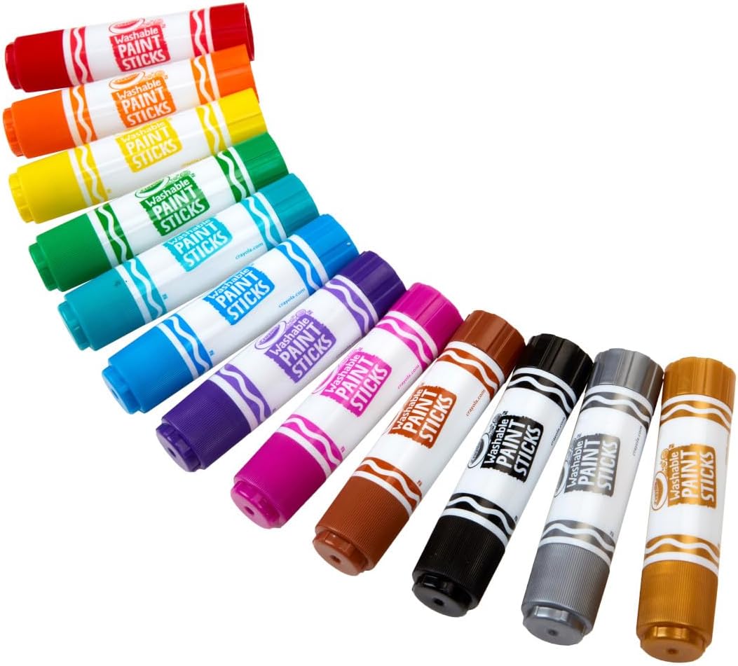 Crayola Quick Dry Paint Sticks (12ct), Washable Paint Set for Kids, Arts & Crafts Supplies, Multi-Surface, Assorted Colors, Kids Gifts