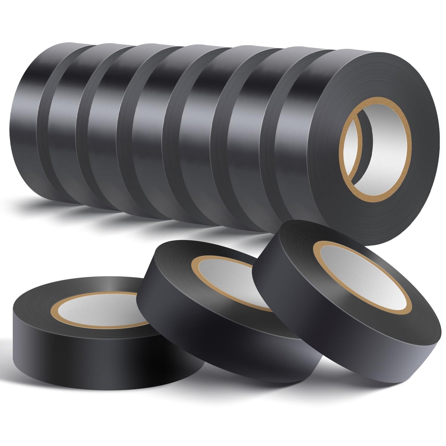 10 Pack Black Electrical Tape Waterproof，3/4 in x 60ft，High Temperature Electric Tape Weatherproof Home Outdoor Multipurpose Insulating Wire Wrapping，Maximum Voltage