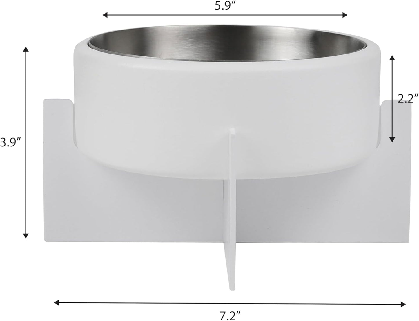 DBL3000B Intersecta Small/Medium Concrete and Stainless Steel Bowl 16oz (2 Cups) with Metal Stand Pet Feeder, White