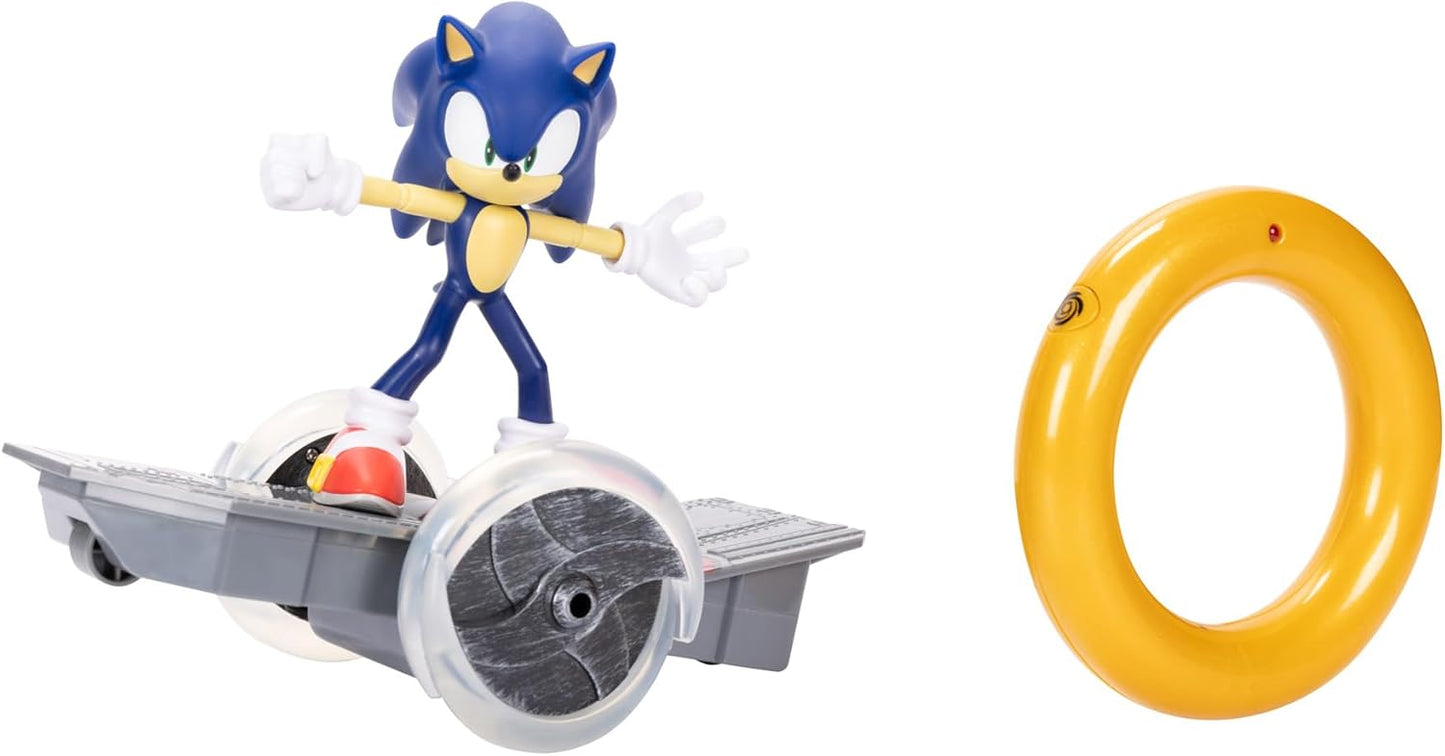 JAKKS Pacific Sonic The Hedgehog Speed RC Skateboard Vehicle with Gold Ring Controller – Light Up Wheels & 360 Spins, Turbo Mode for Extra Boost, 2.4GHz, 100FT Range