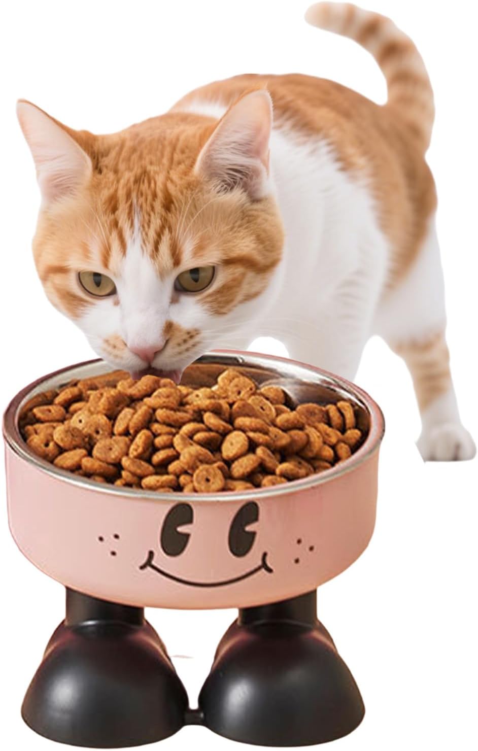 iiniim Non-Slip Elevated Pet Bowl Stand Cute Cartoon Design with Removable Stainless Steel Bowls Pink One Size