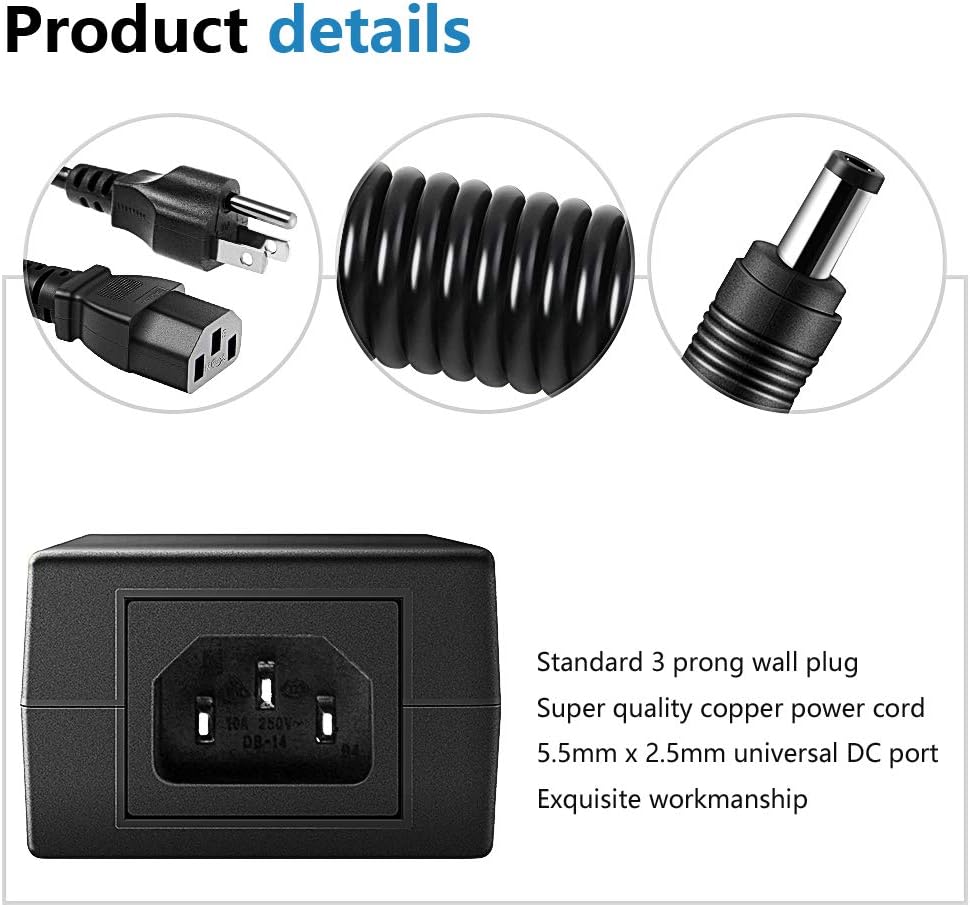 SHNITPWR 12V 5A 60W Power Supply Adapter AC DC Converter 100V~240V to 12 Volt 5 Amp Transformer 5.5x2.5mm Plug for 5050 3528 LED Strip Light 3D Printer LED Driver CCTV Security System LCD Monitor