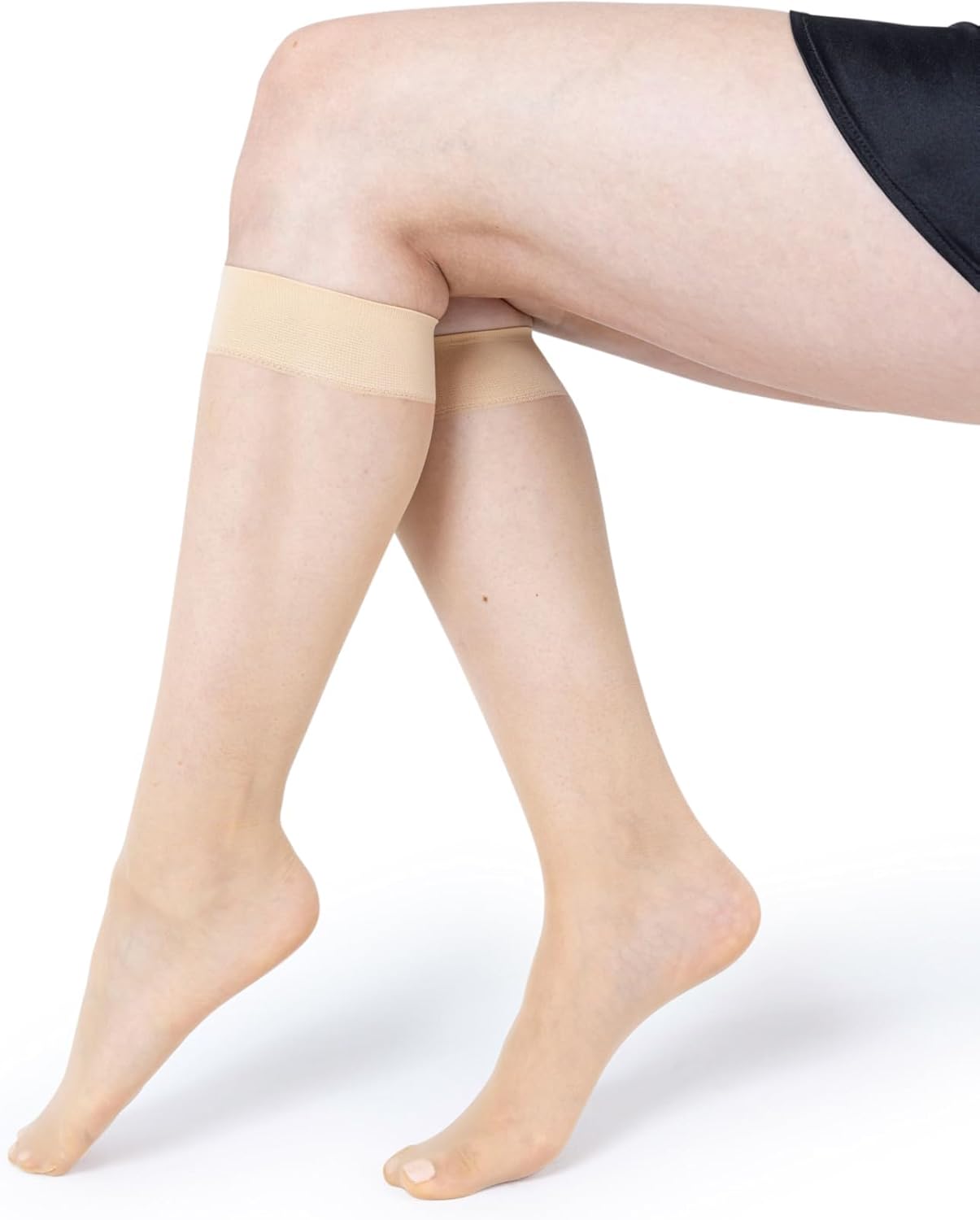 Silky Toes Sheer Knee High Stockings for Women, 6 Pairs Nylon Trouser Socks ﻿With Comfort Top