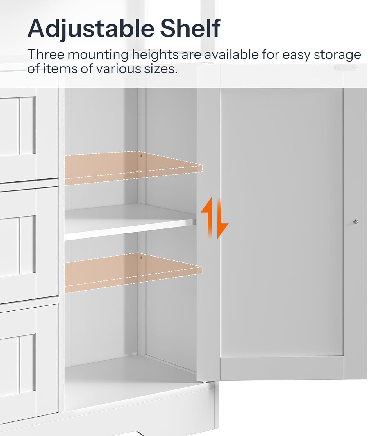HOOBRO 28.3" Bathroom Storage Cabinet, Large Floor Cabinet, Freestanding Bathroom Storage Unit, 1 Cupboard and 3 Drawers, Adjustable Shelf, 28.3" L x 11.8" W x 37.8" H, White and Black