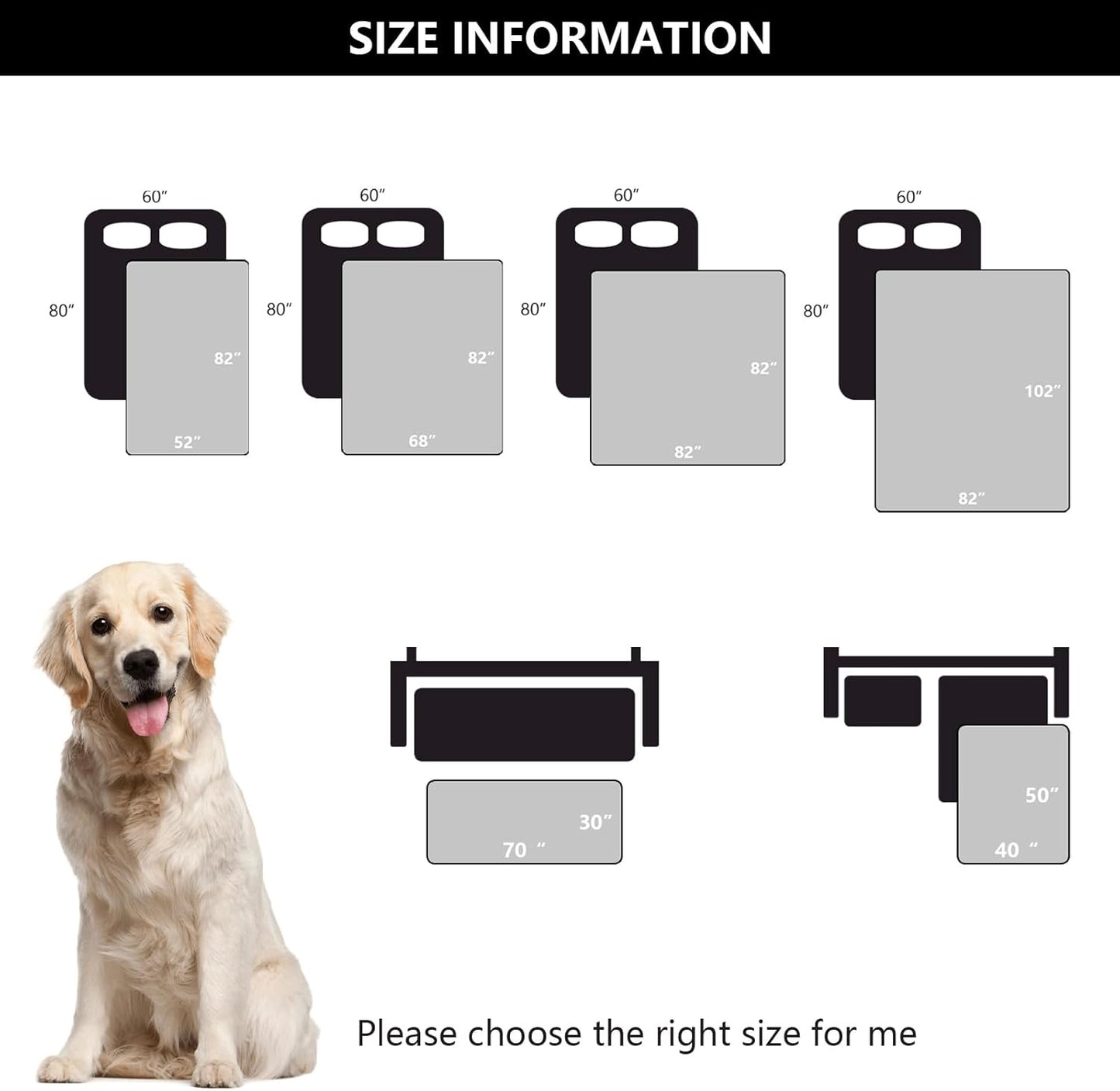 Waterproof Couch Cover for Dogs Washable, Anti-Slip Back Dog Bed Blanket Pet Chair Sofa Furniture Protector(52x82 Inches, Black)
