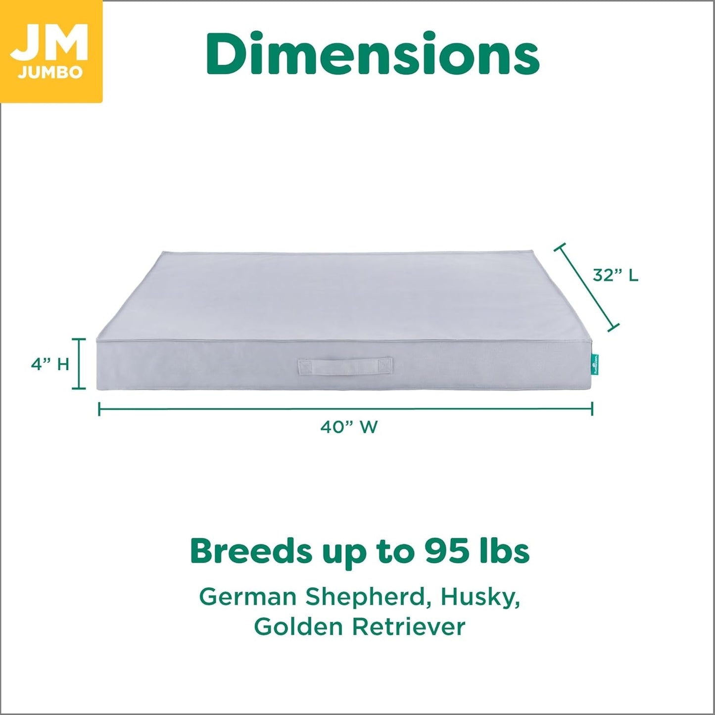 Premium Indoor-Outdoor Deluxe Mattress Pet Bed, Gray Mist, Jumbo