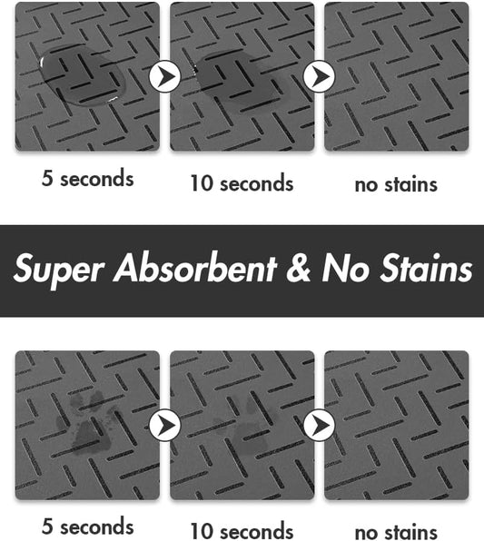 MontVoo-Absorbent Pet Feeding Mat-No Stains Quick Dry Dog Mat for Food and Water Bowl-Rubber Backing Dispenser Mat Accessories Supplies-Dog Bowl Messy Drinkers,(Dark Grey,17"x28")